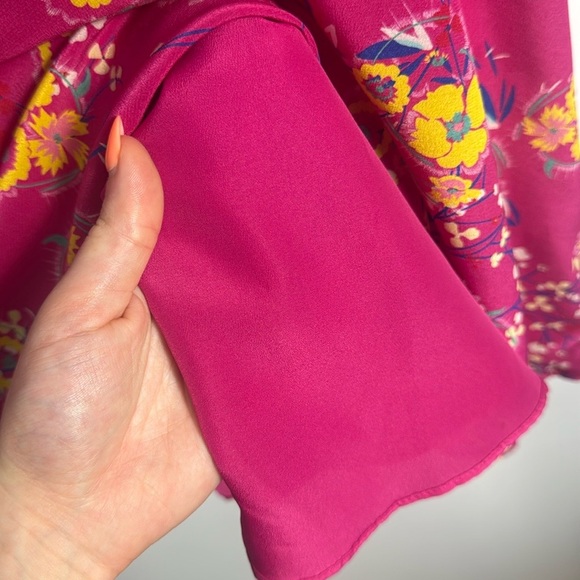 Saloni Eve Silk Pink Floral Mini Dress Size 4 - Picture 7 of 16